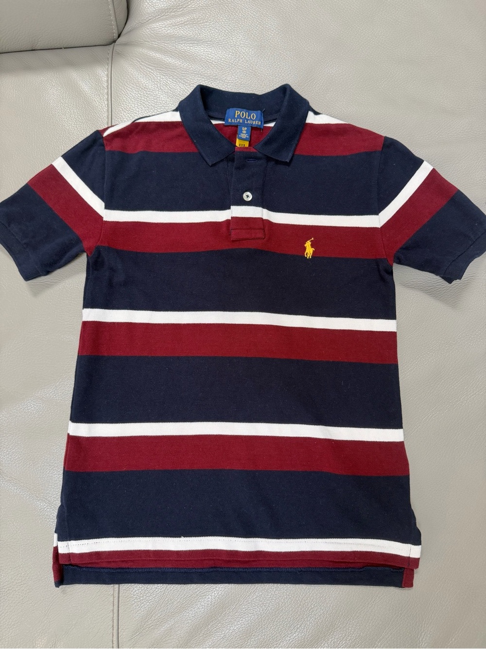 Polo Ralph Lauren Kids Striped Cotton Mesh Polo Shirt size S